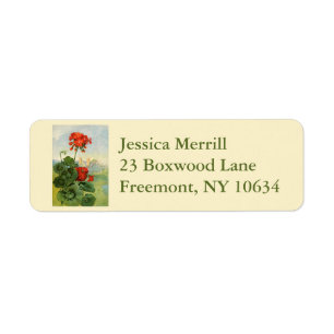 Vintage garden geranium return address labels