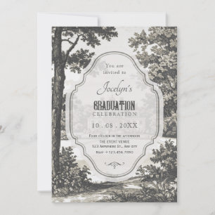 Vintage garden graduation invitation
