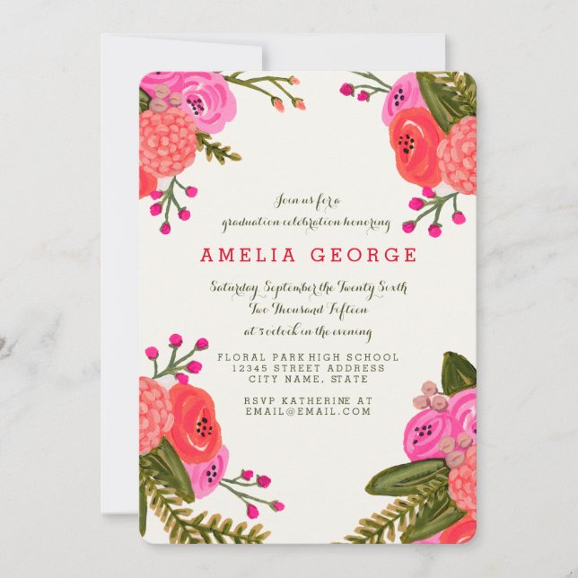 Vintage Garden Graduation Invitation (Front)
