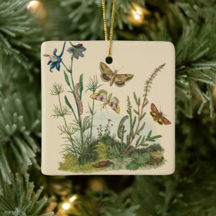 Vintage Garden Insects, Butterflies, Caterpillars Ceramic Ornament