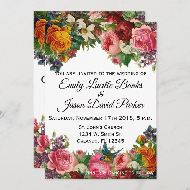 Vintage Garden Invitation (fully customizable) (Front/Back)