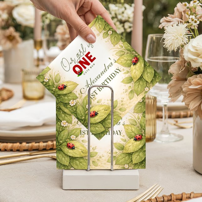 Vintage Garden Lady Bug 1st Birthday Napkin (Creator Uploaded)