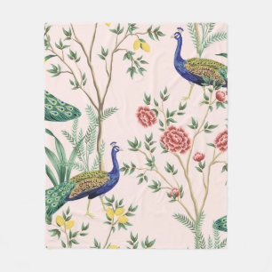 Vintage garden lemon fruit tree, plant, exotic pea fleece blanket