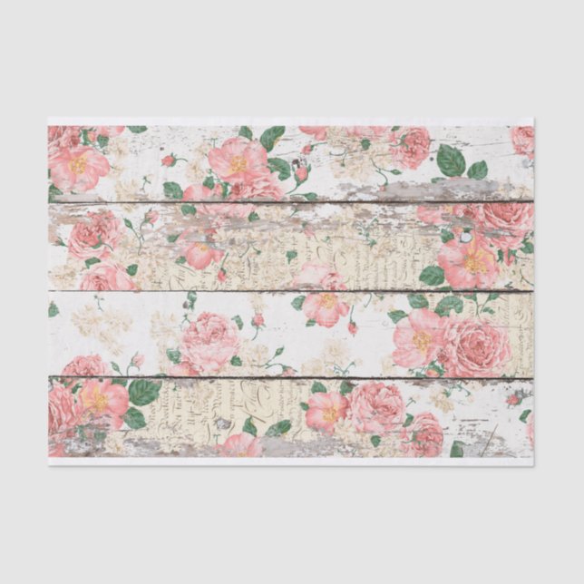 Vintage Garden on Wooden Wall Tissue Paper (Front)
