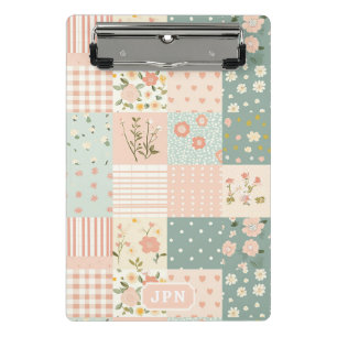 Vintage Garden Patchwork in Dusty Rose & Lavender Mini Clipboard