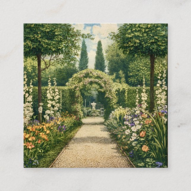 Vintage Garden Pathway  Square Business Card (Front)
