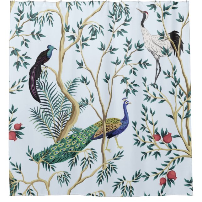 Vintage garden pomegranate fruit tree, exotic bird (Front)