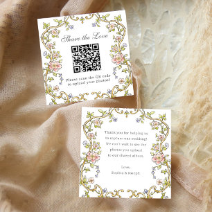 Vintage Garden QR Code Wedding Share the Love Enclosure Card