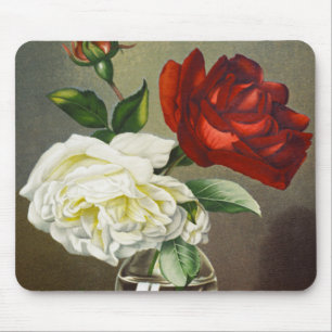 Vintage Garden Roses in a Glass Vase Mouse Pad