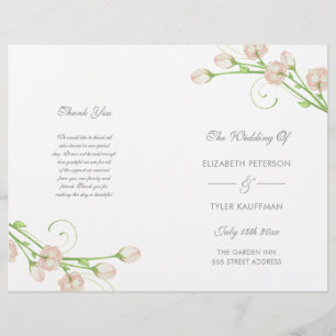 Vintage Garden Roses - wedding program