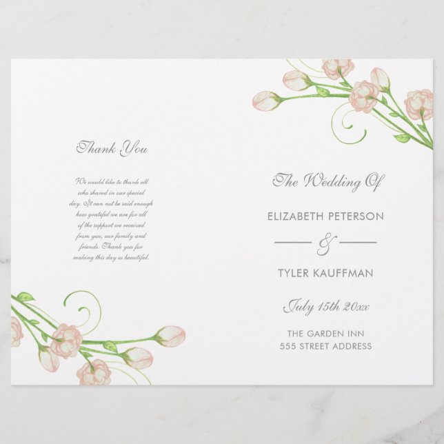 Vintage Garden Roses - wedding program (Front)