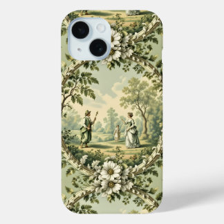 Vintage garden sage green floral iPhone 15 case