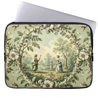 Vintage garden sage green floral laptop sleeve
