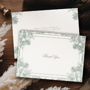 Vintage Garden Sage Green French Floral Wedding Thank You Card