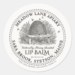Vintage Garden Skep Beeswax Lip Balm Label 
