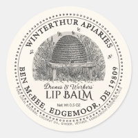 Vintage Garden Skep Beeswax Lip Balm Label