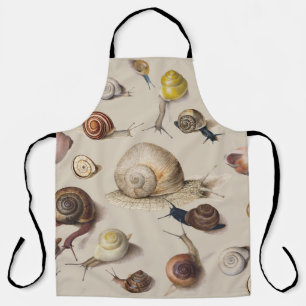 Vintage Garden Snails Scientific Illustration Apron