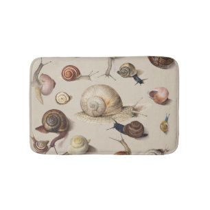 Vintage Garden Snails Scientific Illustration Bath Mat