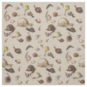 Vintage Garden Snails Scientific Illustration Fabric