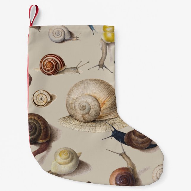 Vintage Garden Snails Scientific Illustration Small Christmas Stocking (Front)