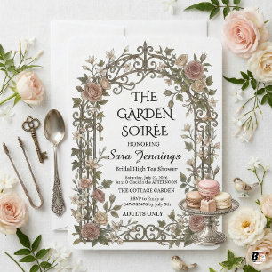 Vintage Garden Soirée Bridal High Tea Invitation