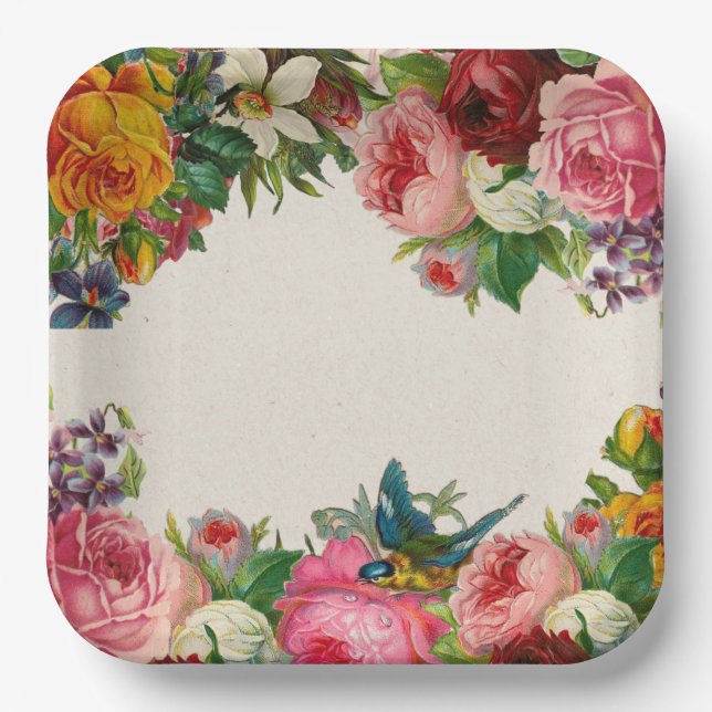 Vintage Garden Themed Bridal Shower Plates (Front)