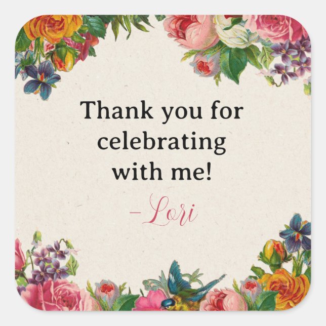 Vintage Garden Themed Bridal Shower Stickers (Front)