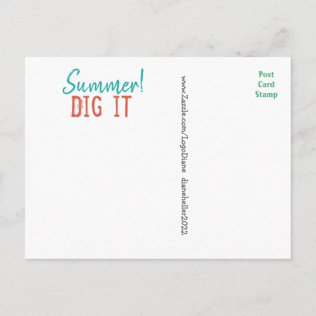 Vintage garden tool postcard by Diane Heller 2023 (Back)