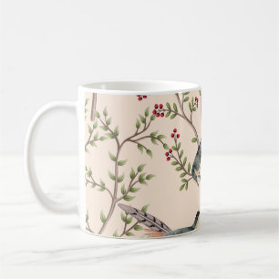 Vintage garden tree, bird floral seamless pattern coffee mug