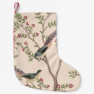 Vintage garden tree, bird floral seamless pattern  small christmas stocking