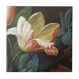 Vintage Garden Tulip in Bloom, Victorian Flowers Tile