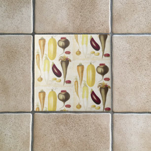 Vintage Garden Vegetables Kitchen Art  Tile