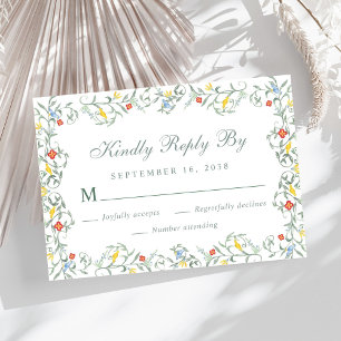 Vintage Garden Watercolor Wedding RSVP Card