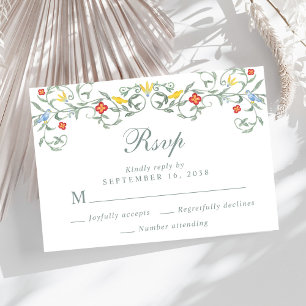 Vintage Garden Watercolor Wedding RSVP Card