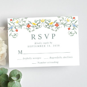 Vintage Garden Watercolor Wedding RSVP Card