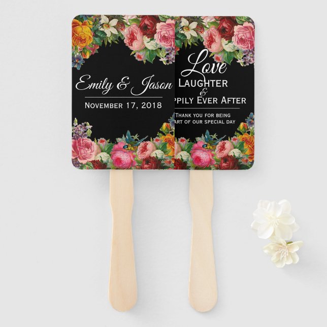 Vintage Garden wedding favour fans (Front and Back)
