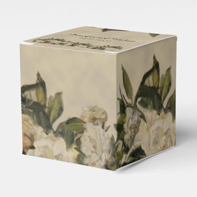 Vintage Gardenia Wedding Favour Box (Front Side)
