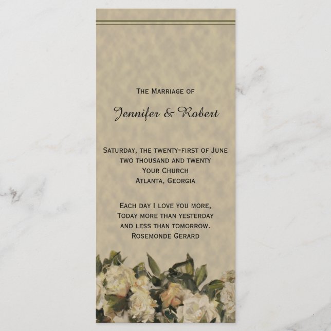 Vintage Gardenia Wedding Program (Front)