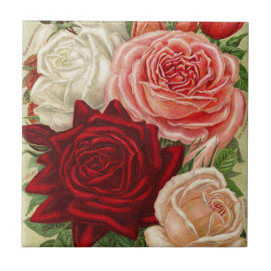 Vintage Gardening Roses Ceramic Tile