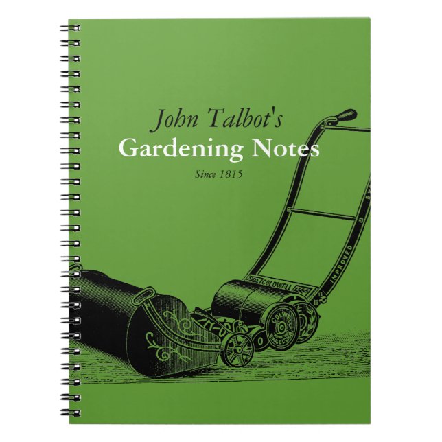 VINTAGE Gardening Tools Lawnmower 2 Garden Notes Notebook (Front)