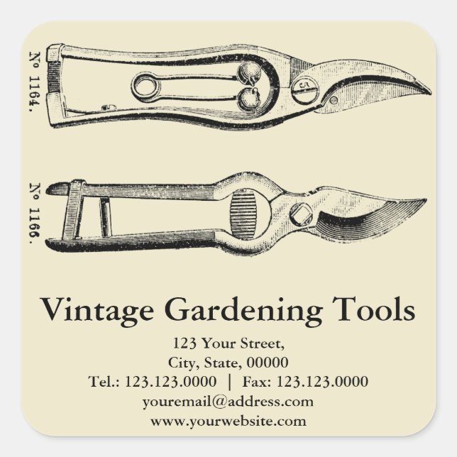 VINTAGE Gardening Tools Pruners Custom Stickers (Front)