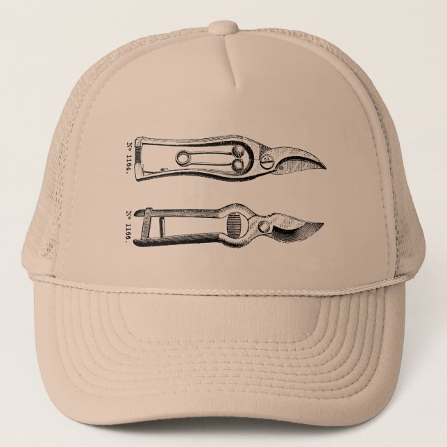 VINTAGE Gardening Tools Pruners Trucker Hat (Front)