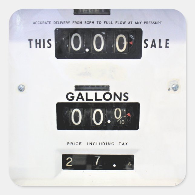 Vintage Gas Pump Face Square Sticker (Front)