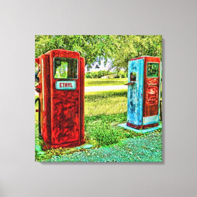 Vintage Gas Pump Photography Canvas (Front)