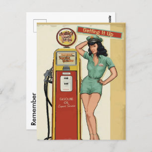 Vintage Gas Station, edit text Postcard