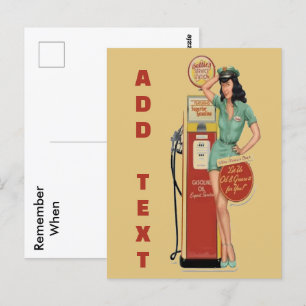 Vintage Gas Station, edit text Postcard
