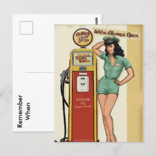 Vintage Gas Station, edit text Postcard