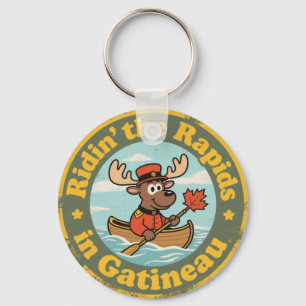 Vintage Gatineau Quebec Moose Canoeing Keychain