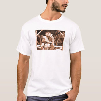 Vintage Gay Couple Hugging Summer Camp Buddies T-Shirt