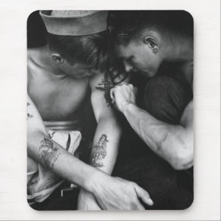Vintage gay interest hunk sailors with tattoos mouse pad
